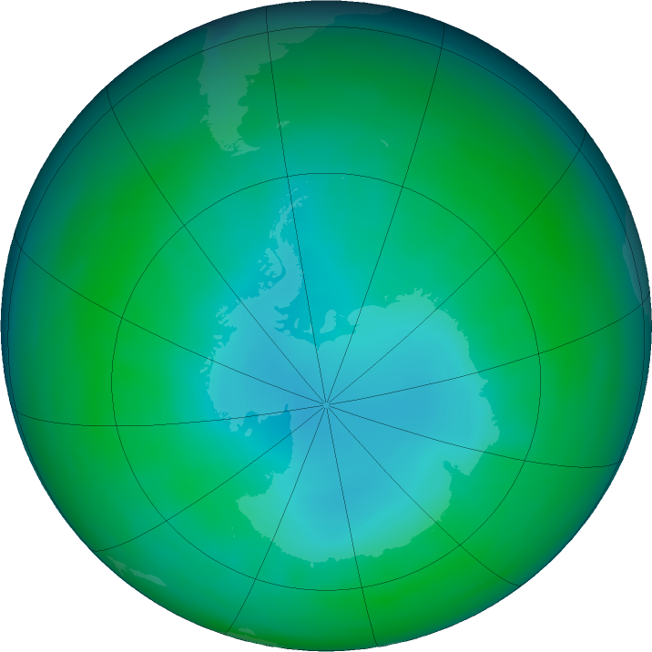 Antarctic ozone map for June 2021